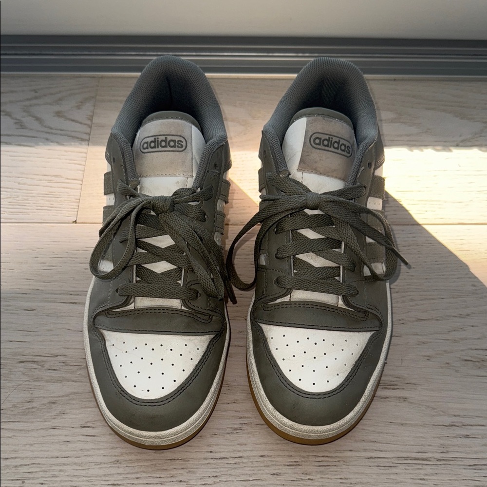 Adidas Men's Olive and White Sneakers